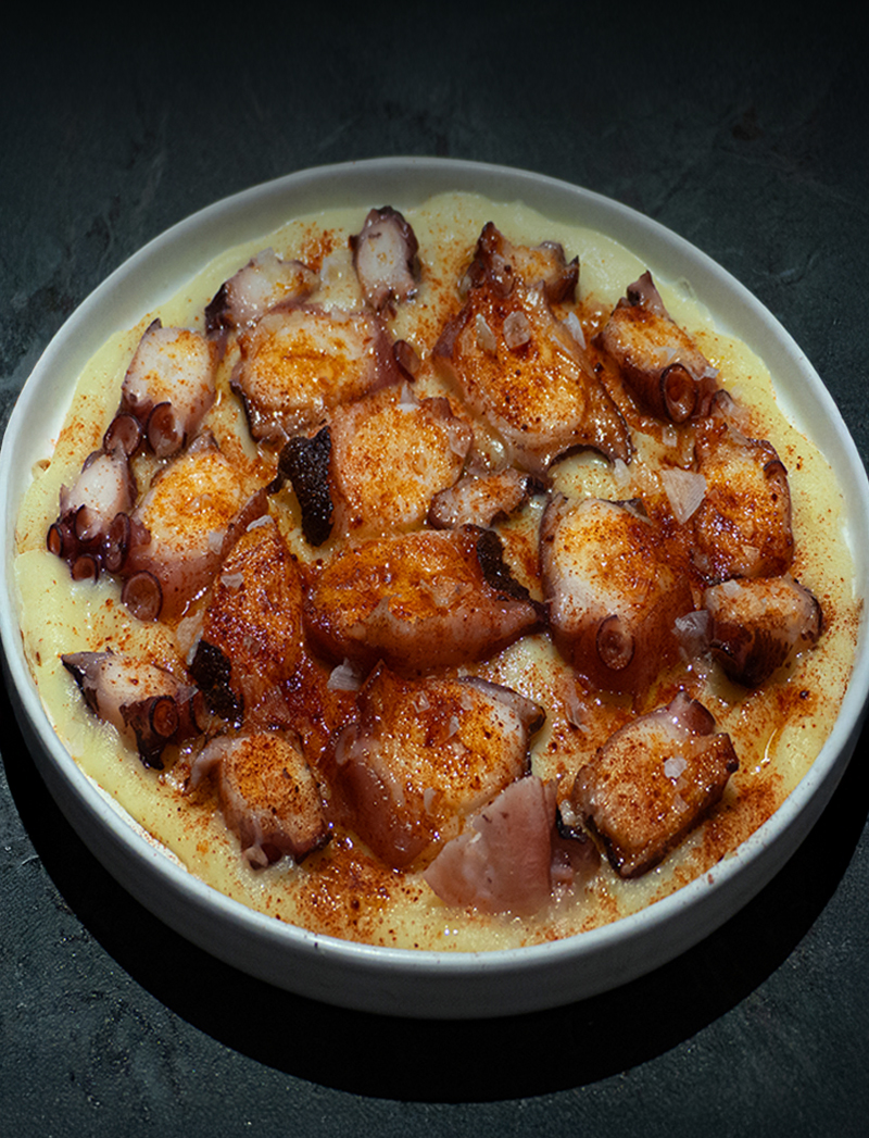 Platet de pop Greco amb Parmentier de Patata